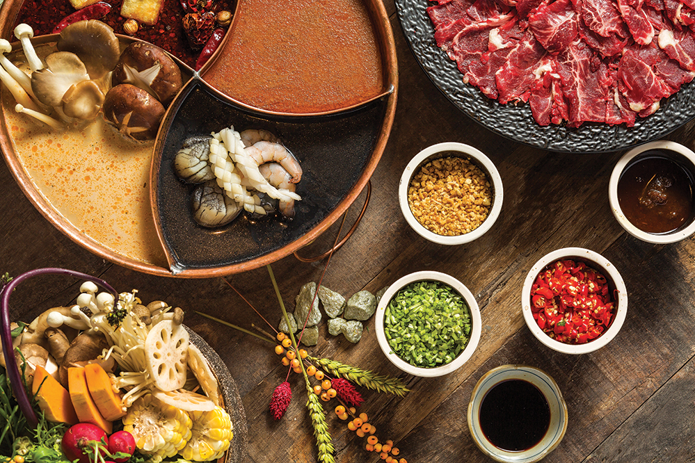 five-column hot pot at The Drunken Pot